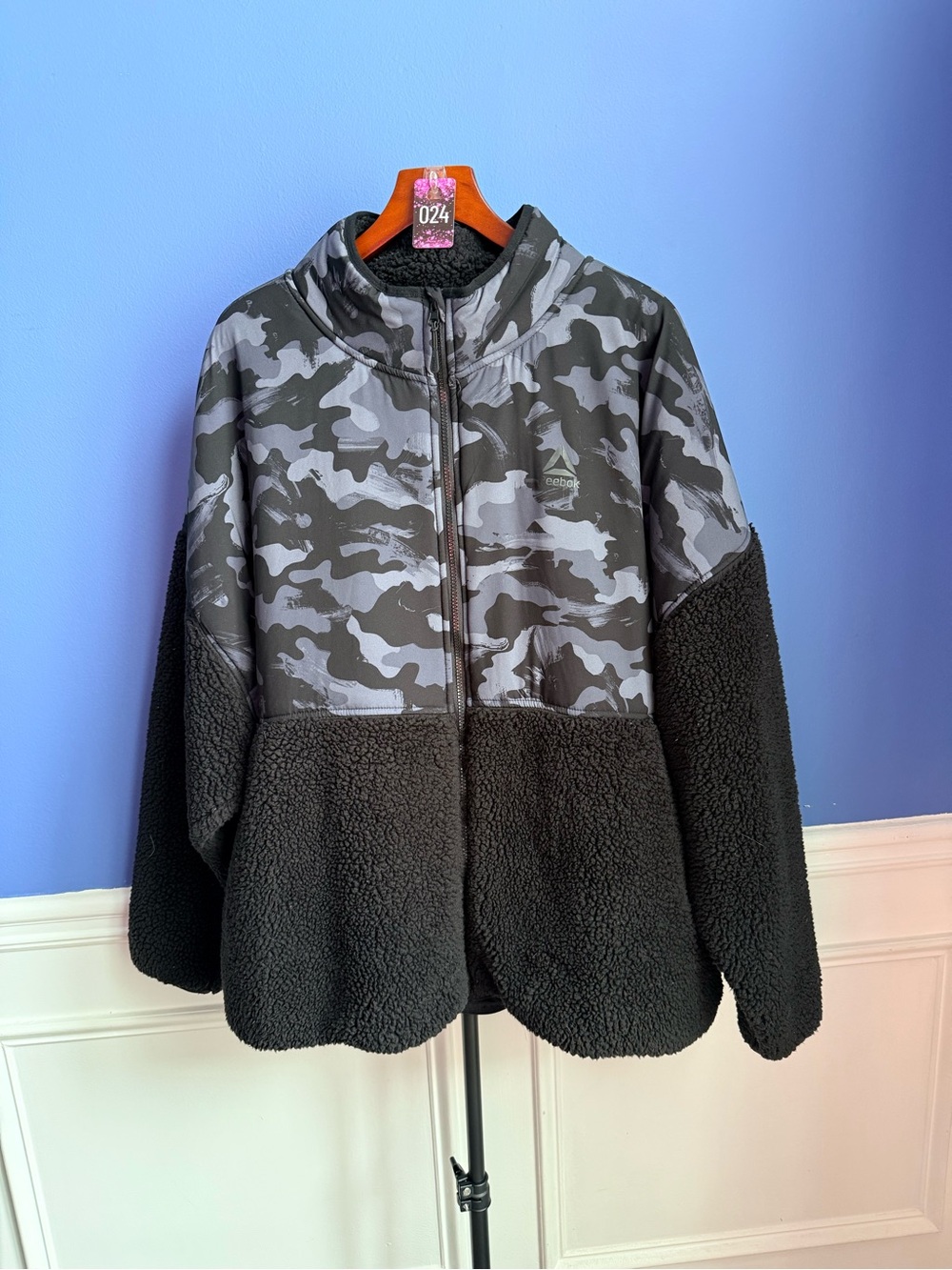 Reebok Women’s Black Camo Sherpa Zip Jacket